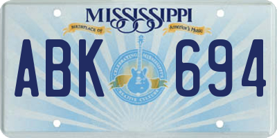 MS license plate ABK694