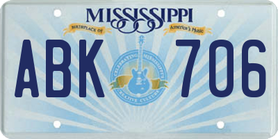 MS license plate ABK706