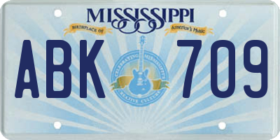 MS license plate ABK709