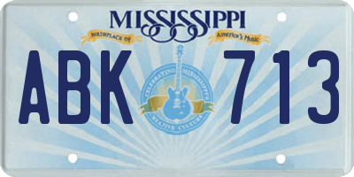 MS license plate ABK713