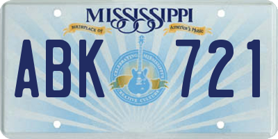 MS license plate ABK721