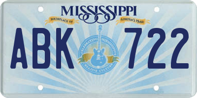 MS license plate ABK722