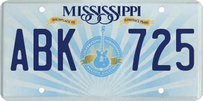 MS license plate ABK725