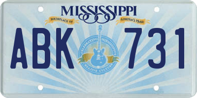 MS license plate ABK731