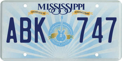 MS license plate ABK747