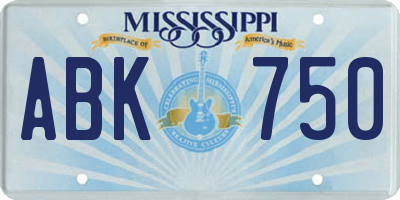 MS license plate ABK750