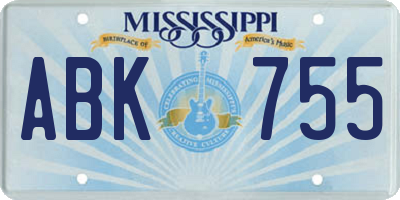 MS license plate ABK755
