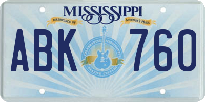 MS license plate ABK760