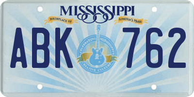 MS license plate ABK762