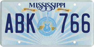 MS license plate ABK766