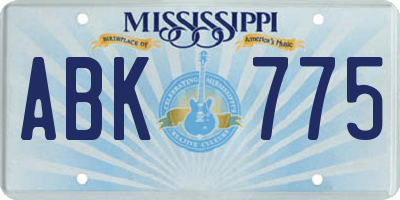 MS license plate ABK775