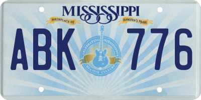 MS license plate ABK776