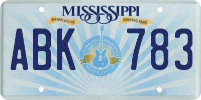 MS license plate ABK783