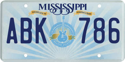 MS license plate ABK786