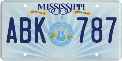 MS license plate ABK787