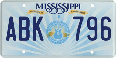 MS license plate ABK796