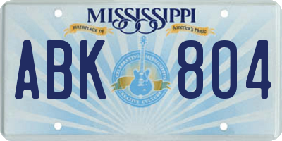 MS license plate ABK804