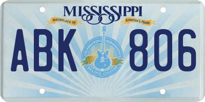 MS license plate ABK806