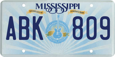 MS license plate ABK809