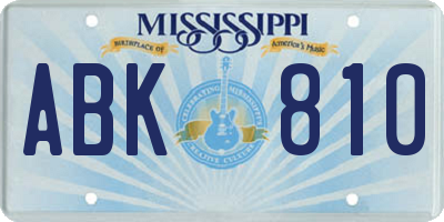 MS license plate ABK810