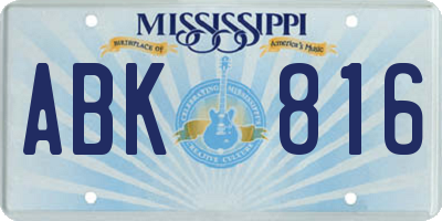 MS license plate ABK816