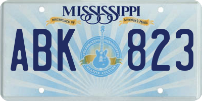 MS license plate ABK823