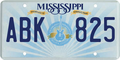 MS license plate ABK825