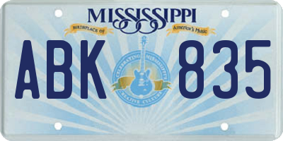MS license plate ABK835