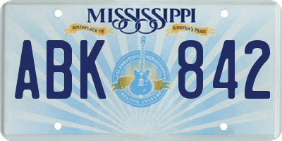 MS license plate ABK842