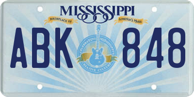 MS license plate ABK848
