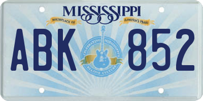 MS license plate ABK852