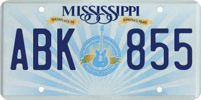 MS license plate ABK855