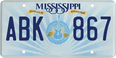 MS license plate ABK867