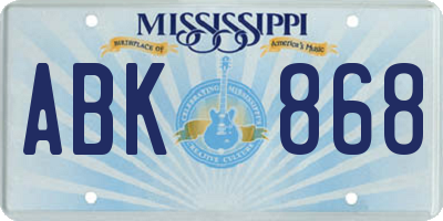 MS license plate ABK868