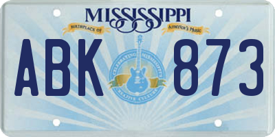 MS license plate ABK873