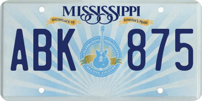 MS license plate ABK875