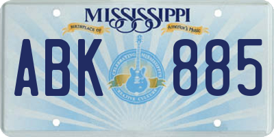 MS license plate ABK885