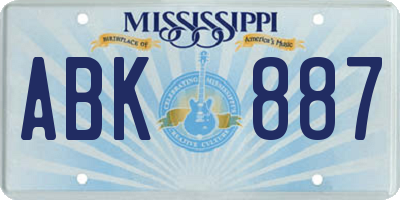MS license plate ABK887
