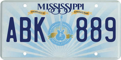 MS license plate ABK889