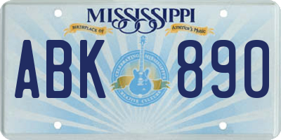 MS license plate ABK890