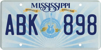MS license plate ABK898