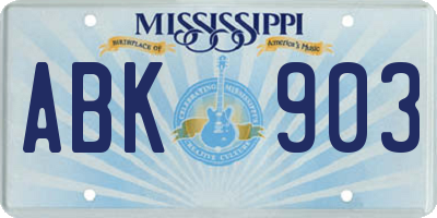 MS license plate ABK903
