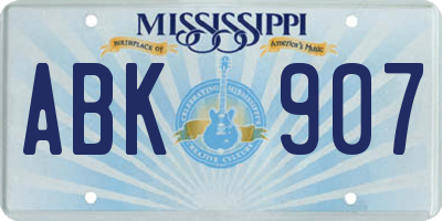 MS license plate ABK907