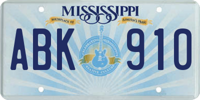 MS license plate ABK910