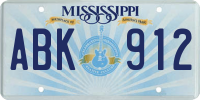 MS license plate ABK912