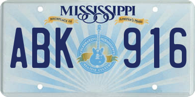 MS license plate ABK916