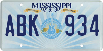MS license plate ABK934
