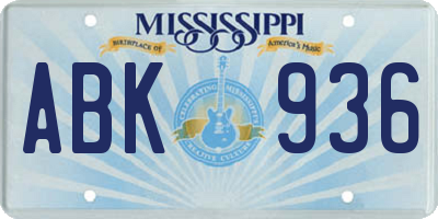 MS license plate ABK936