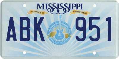 MS license plate ABK951