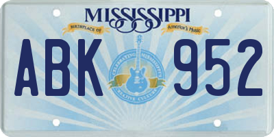 MS license plate ABK952